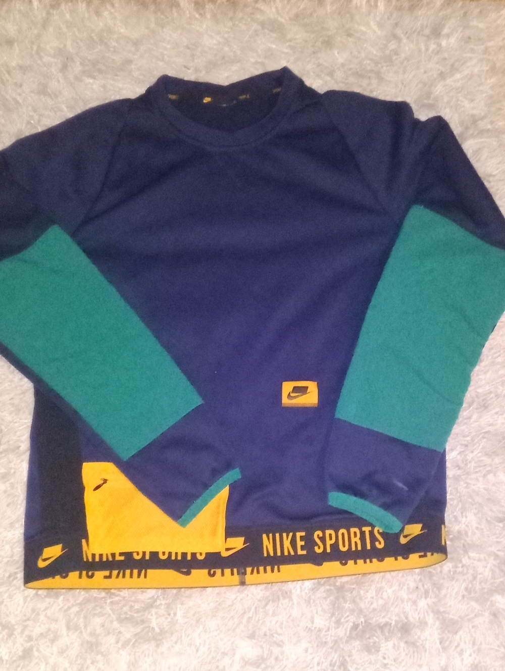 Nike Men’s Colorblock Crewneck Sweater - Navy, Teal & Yellow